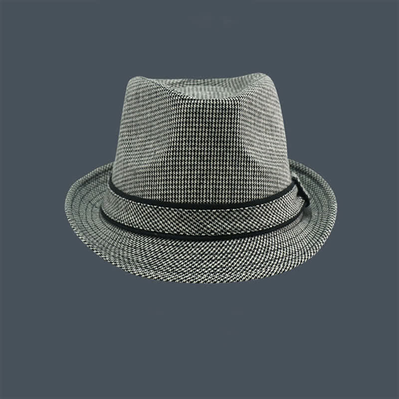 Chapeau Fedora d'été à motif pied-de-poule à carreaux britanniques pour hommes