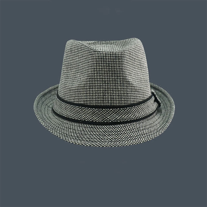 Chapeau Fedora d'été à motif pied-de-poule à carreaux britanniques pour hommes