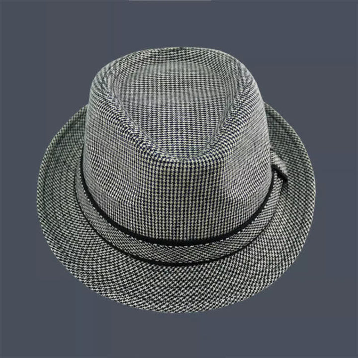 Chapeau Fedora d'été à motif pied-de-poule à carreaux britanniques pour hommes