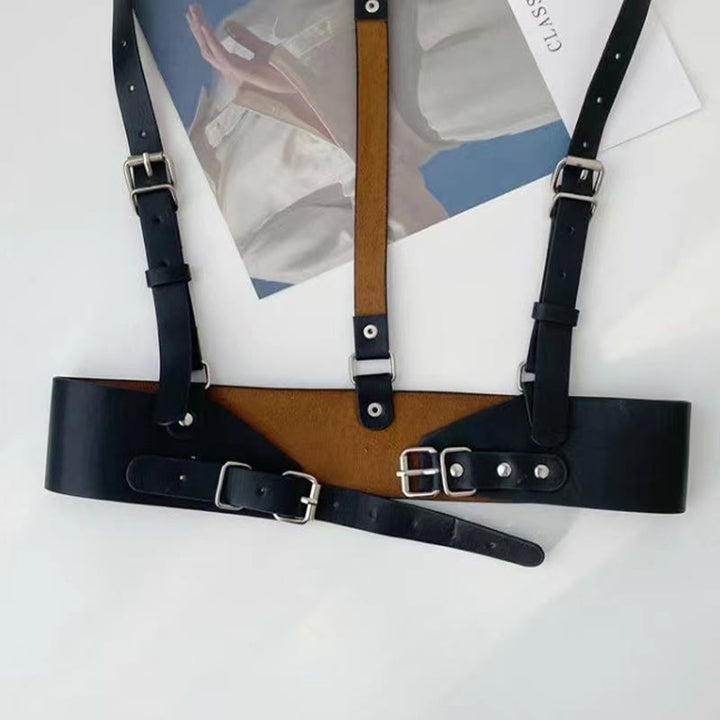 Ceinture corset à sangle réglable en cuir Steampunk