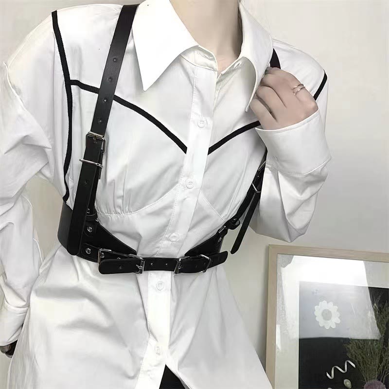 Ceinture corset à sangle réglable en cuir Steampunk