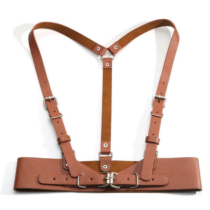 Ceinture corset à sangle réglable en cuir Steampunk