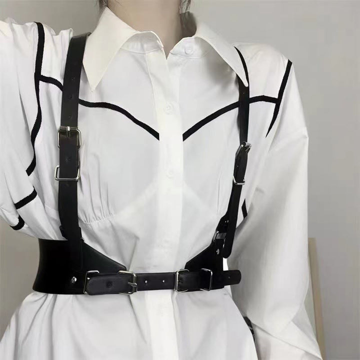 Ceinture corset à sangle réglable en cuir Steampunk