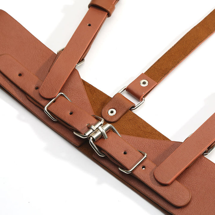 Ceinture corset à sangle réglable en cuir Steampunk