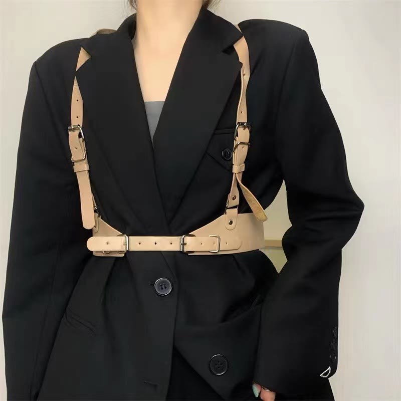 Ceinture corset à sangle réglable en cuir Steampunk