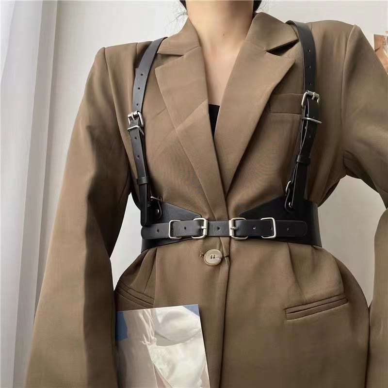 Ceinture corset à sangle réglable en cuir Steampunk