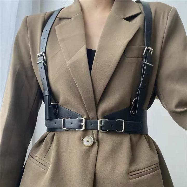 Ceinture corset à sangle réglable en cuir Steampunk