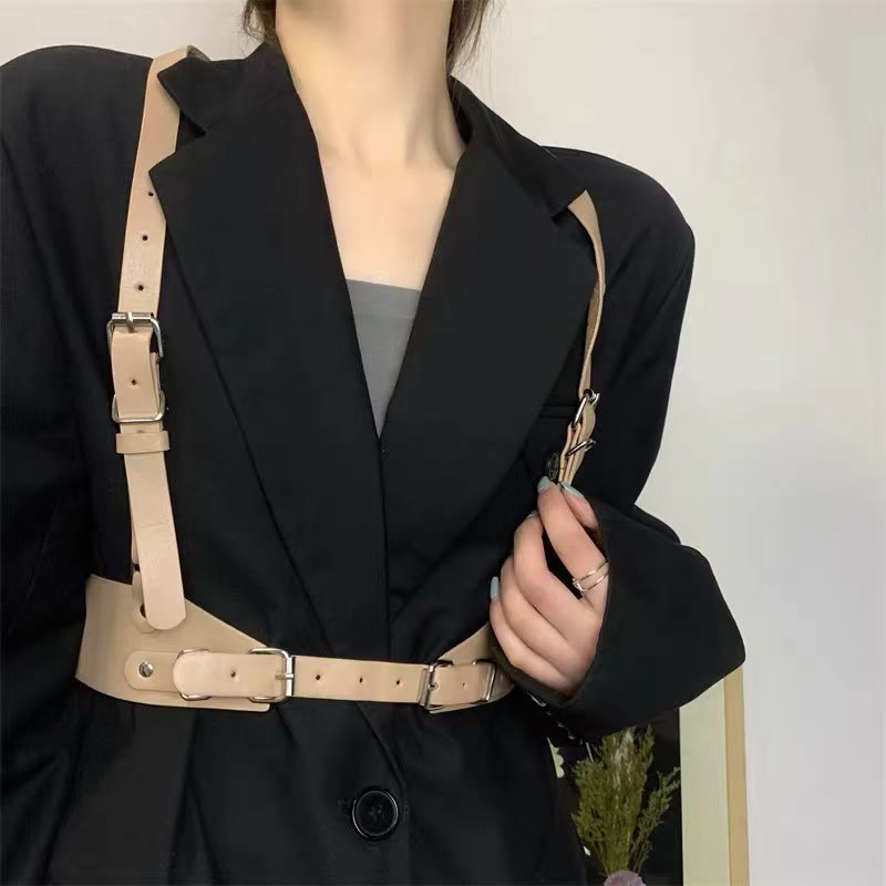 Ceinture corset à sangle réglable en cuir Steampunk
