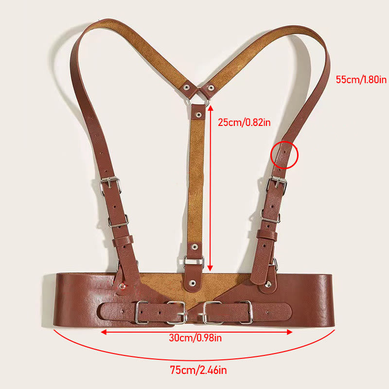 Ceinture corset à sangle réglable en cuir Steampunk
