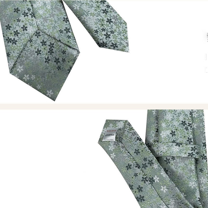Cravate en polyester jacquard floral vert pour homme