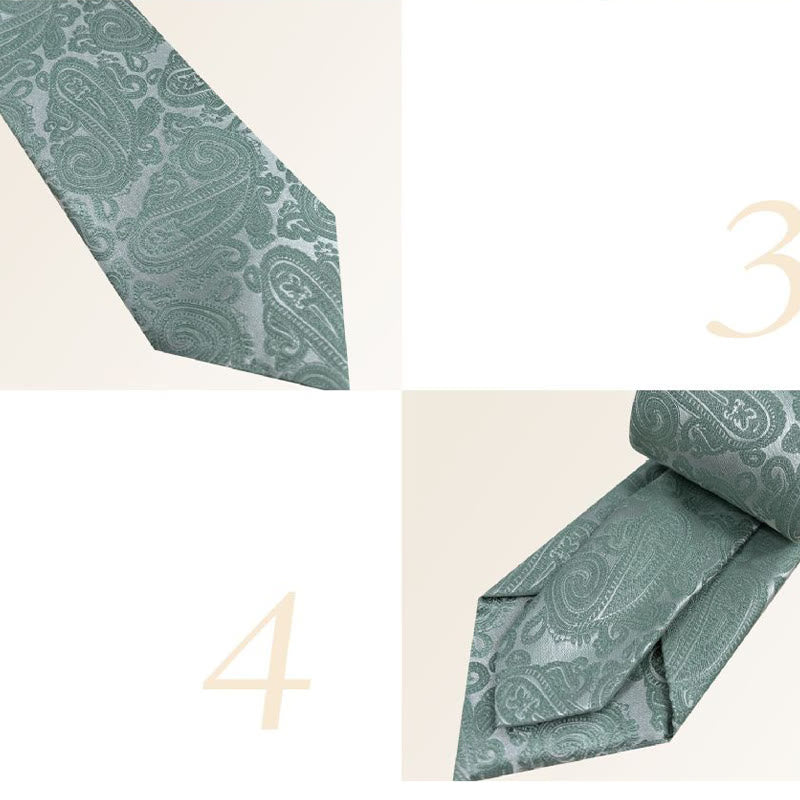 Cravate en polyester jacquard floral vert pour homme