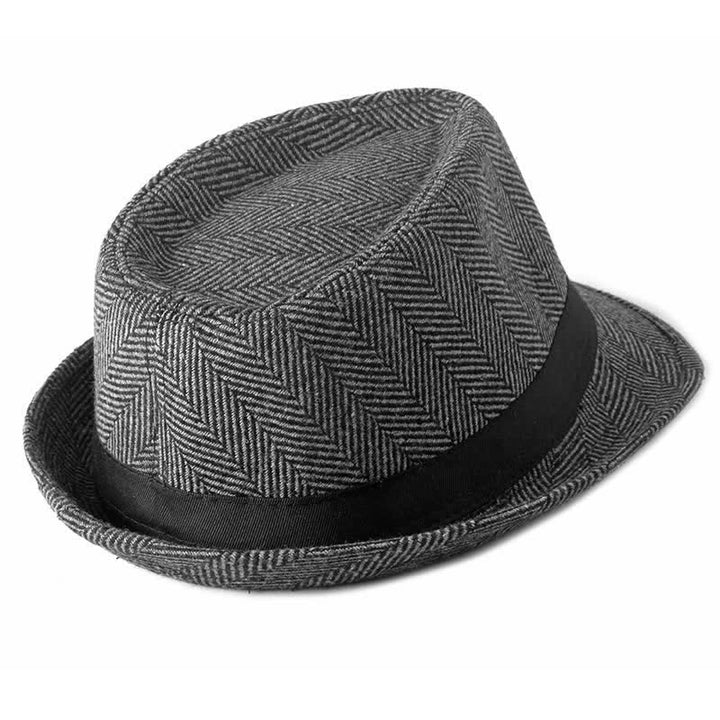 Chapeau Fedora à chevrons et ruban noir pour homme