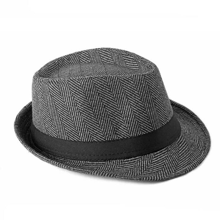 Chapeau Fedora à chevrons et ruban noir pour homme