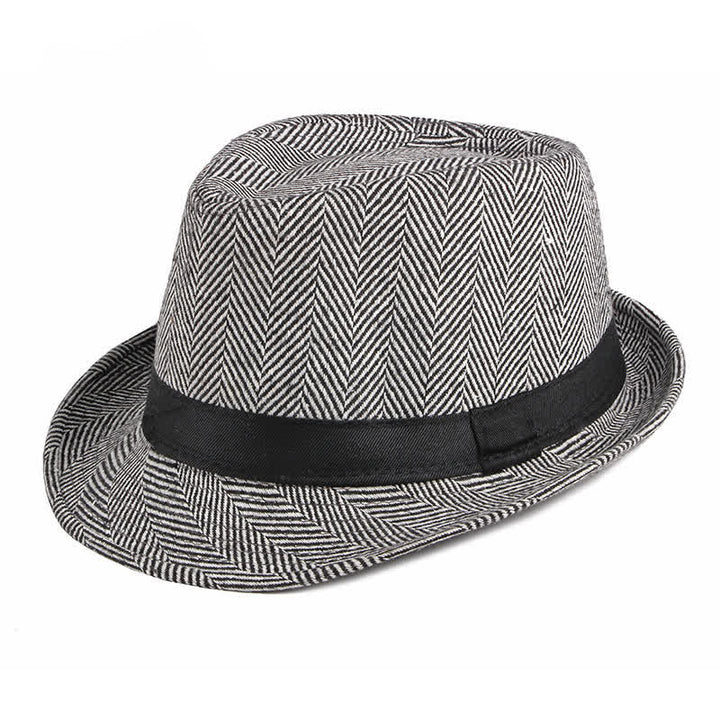 Chapeau Fedora à chevrons et ruban noir pour homme