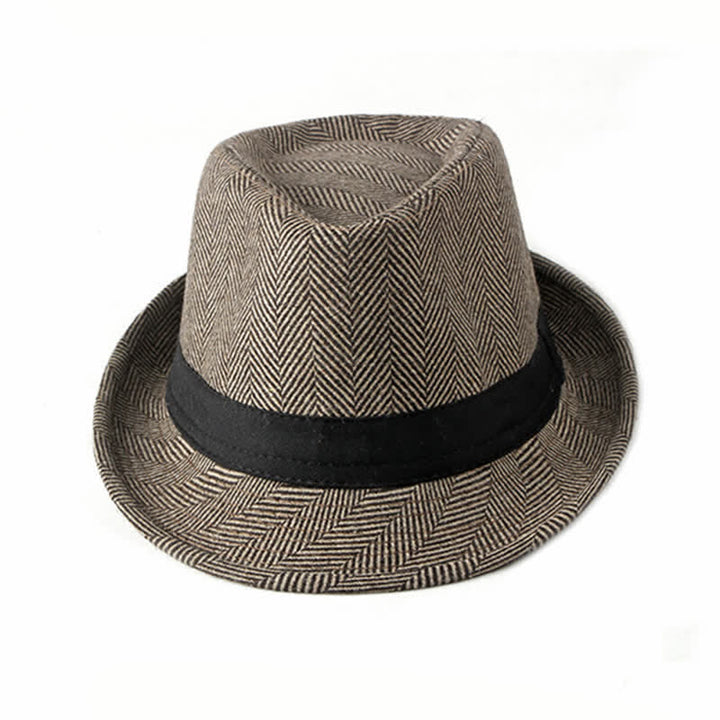 Chapeau Fedora à chevrons et ruban noir pour homme