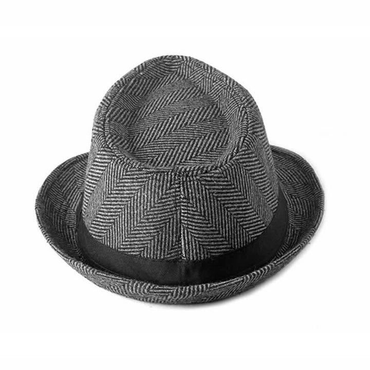 Chapeau Fedora à chevrons et ruban noir pour homme