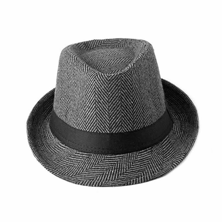 Chapeau Fedora à chevrons et ruban noir pour homme