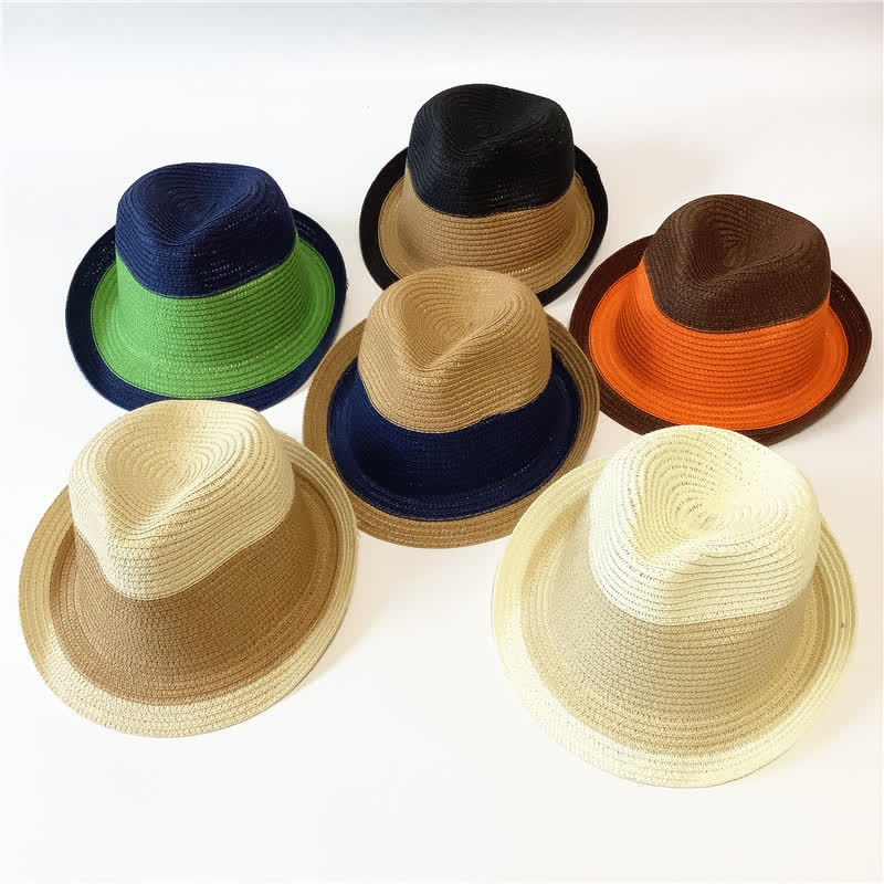 Chapeau Fedora en paille aux couleurs assorties pour l'été