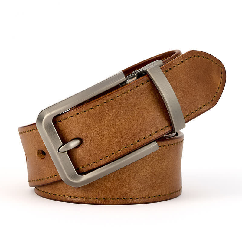 Ceinture en cuir simple et détaillée pour homme avec coutures