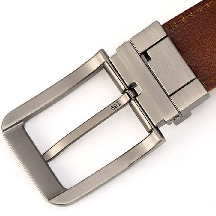 Ceinture en cuir simple et détaillée pour homme avec coutures