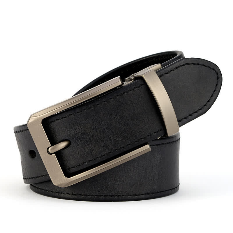 Ceinture en cuir simple et détaillée pour homme avec coutures