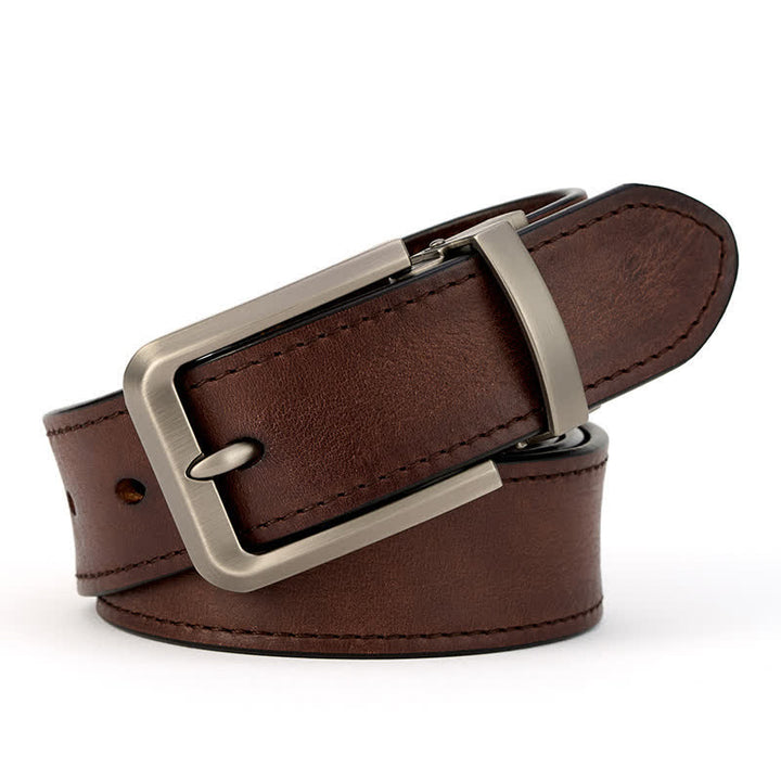 Ceinture en cuir simple et détaillée pour homme avec coutures
