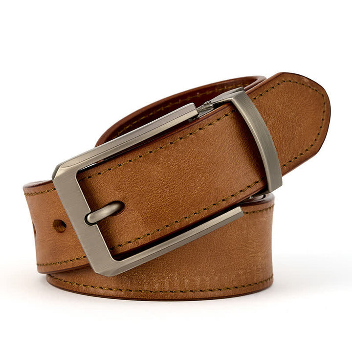 Ceinture en cuir simple et détaillée pour homme avec coutures