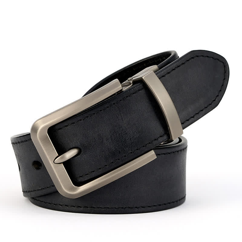 Ceinture en cuir simple et détaillée pour homme avec coutures