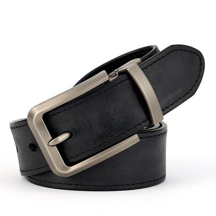 Ceinture en cuir simple et détaillée pour homme avec coutures
