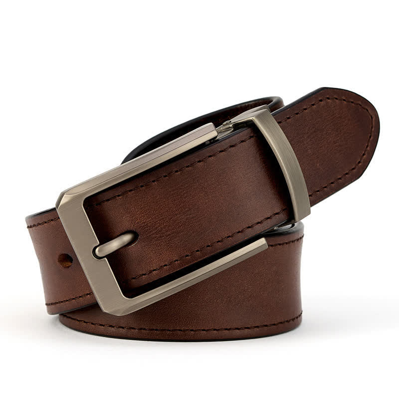 Ceinture en cuir simple et détaillée pour homme avec coutures