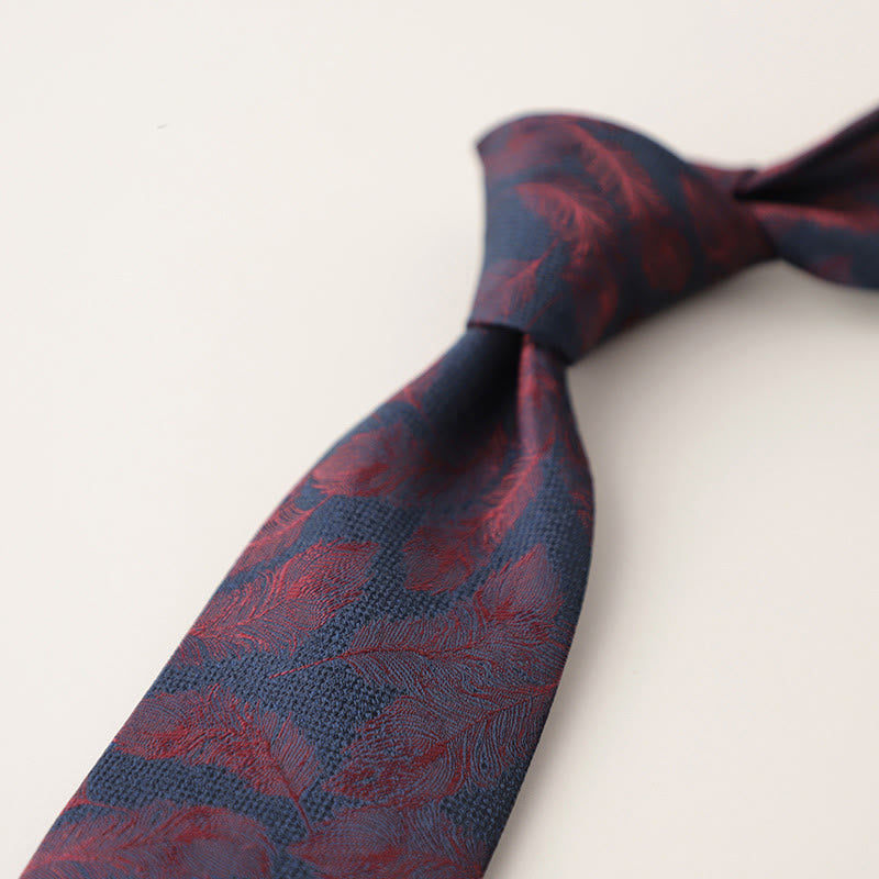 Cravate en jacquard vintage à plumes flottantes pour homme