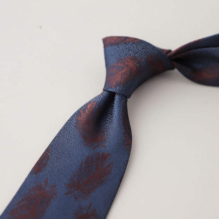 Cravate en jacquard vintage à plumes flottantes pour homme