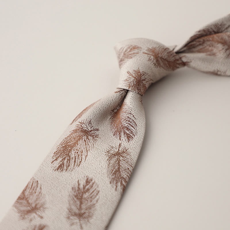 Cravate en jacquard vintage à plumes flottantes pour homme