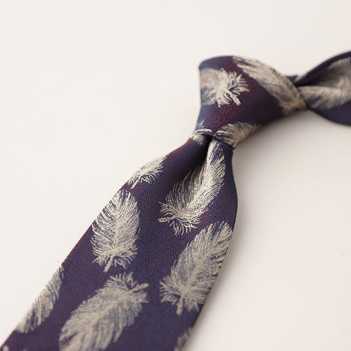 Cravate en jacquard vintage à plumes flottantes pour homme