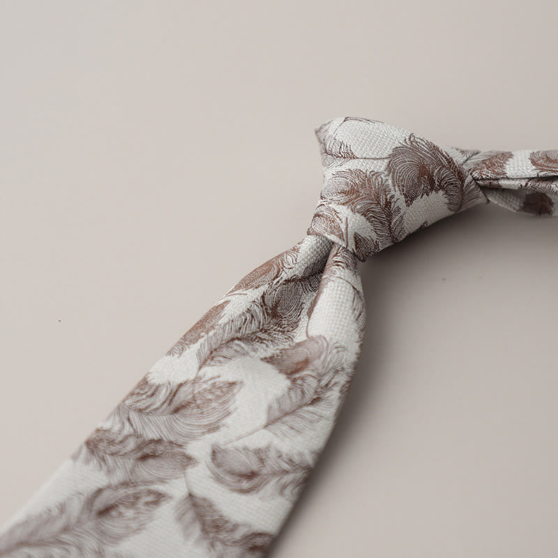 Cravate en jacquard vintage à plumes flottantes pour homme