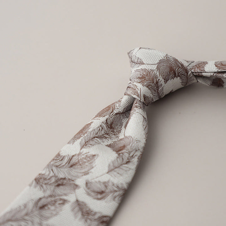 Cravate en jacquard vintage à plumes flottantes pour homme