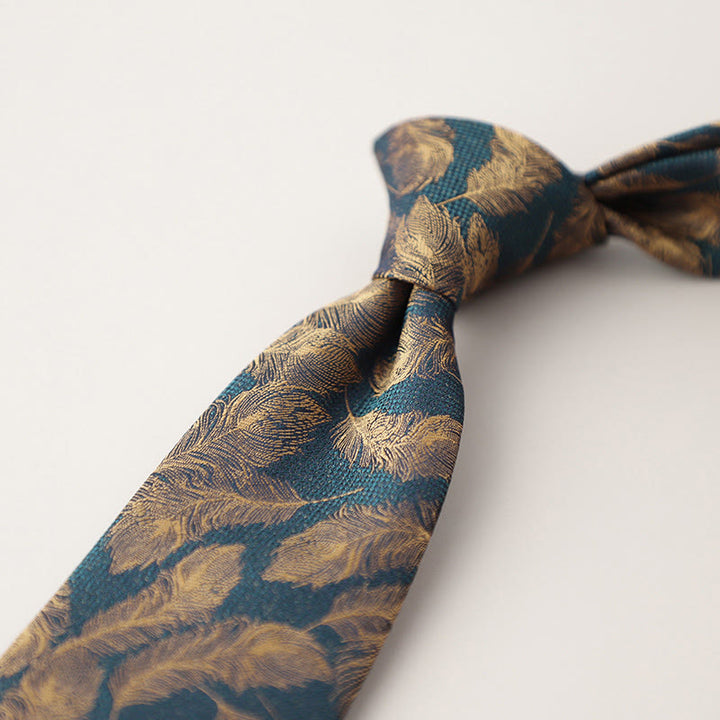 Cravate en jacquard vintage à plumes flottantes pour homme