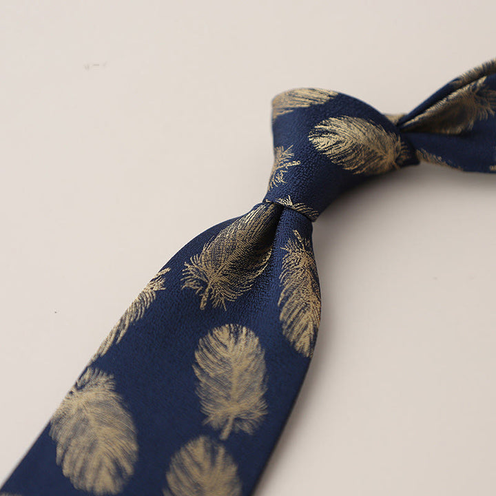 Cravate en jacquard vintage à plumes flottantes pour homme