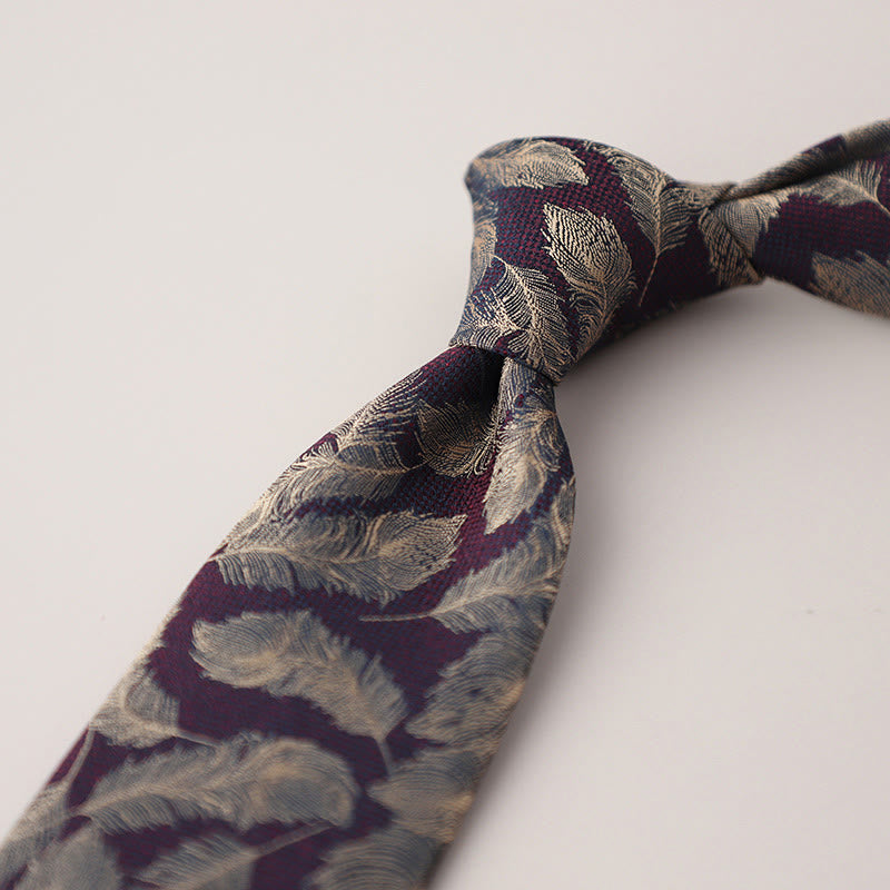 Cravate en jacquard vintage à plumes flottantes pour homme