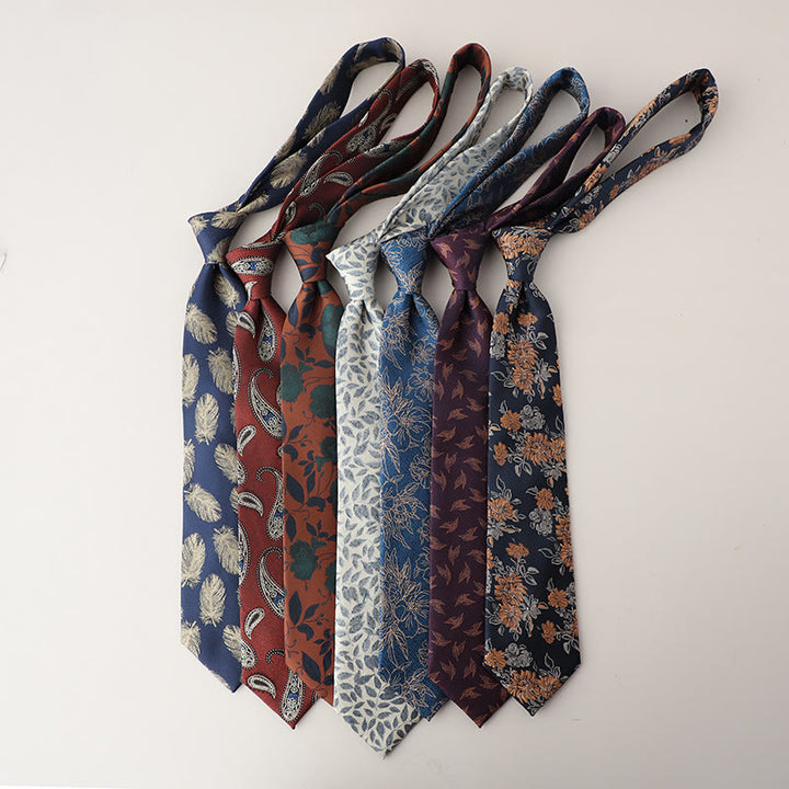 Cravate en jacquard vintage à plumes flottantes pour homme