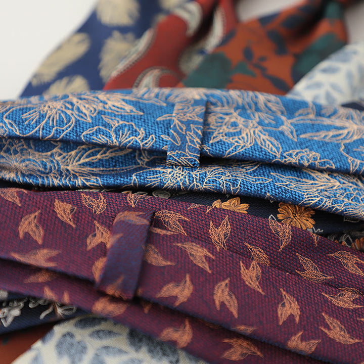 Cravate en jacquard vintage à plumes flottantes pour homme