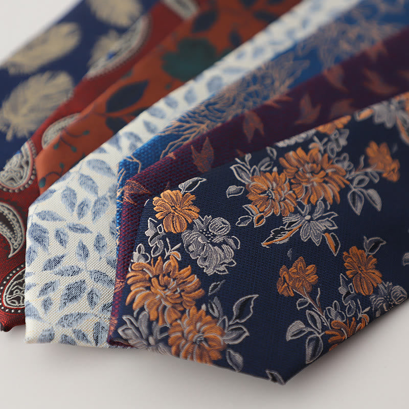 Cravate en jacquard vintage à plumes flottantes pour homme