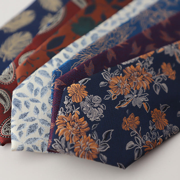 Cravate en jacquard vintage à plumes flottantes pour homme