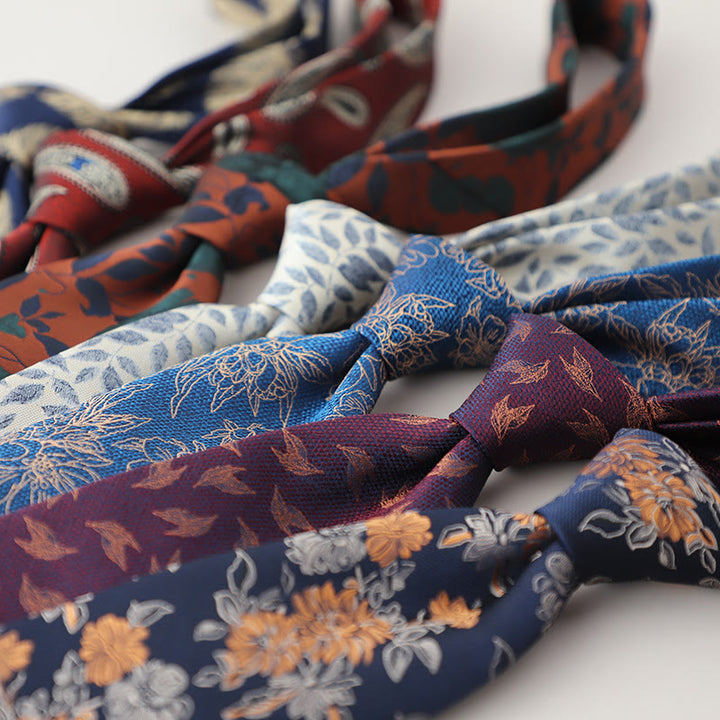 Cravate en jacquard vintage à plumes flottantes pour homme