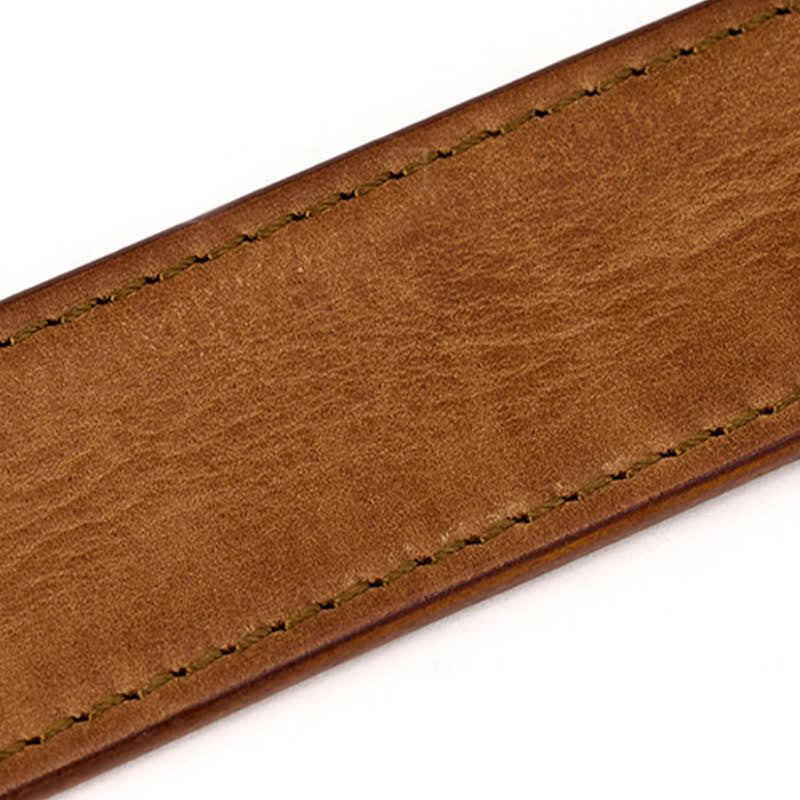 Ceinture en cuir simple et détaillée pour homme avec coutures