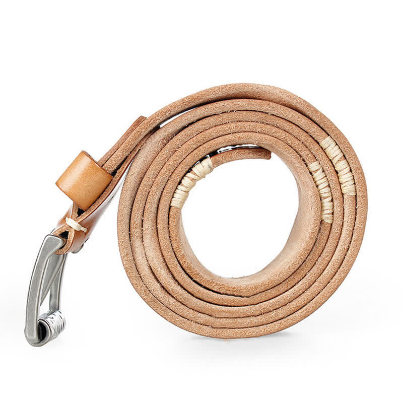 Ceinture en cuir blanc vieilli pour homme avec décor rétro