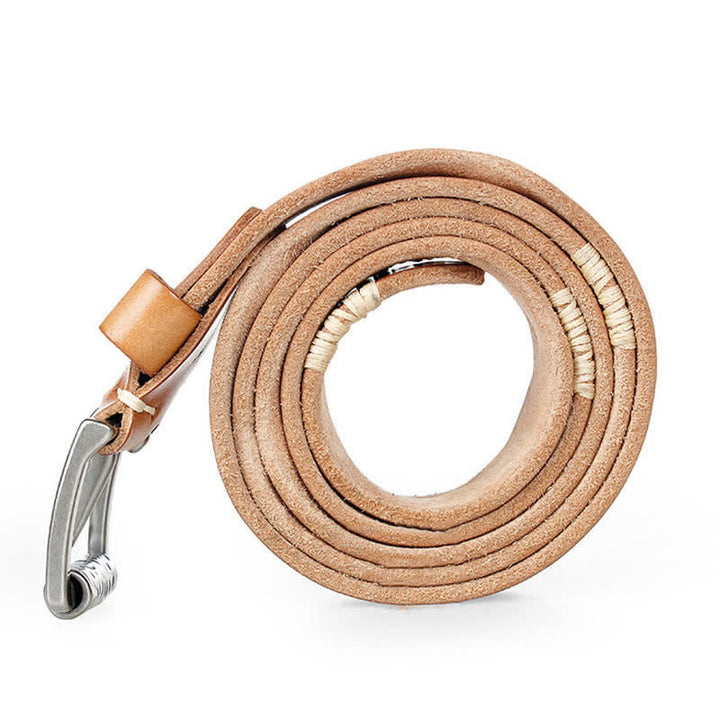 Ceinture en cuir blanc vieilli pour homme avec décor rétro