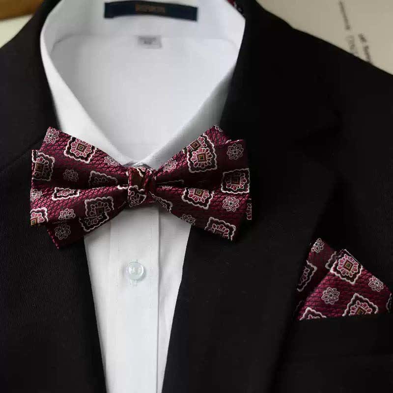 Nœud papillon double épaisseur imprimé vintage pour homme