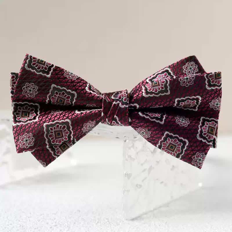 Nœud papillon double épaisseur imprimé vintage pour homme