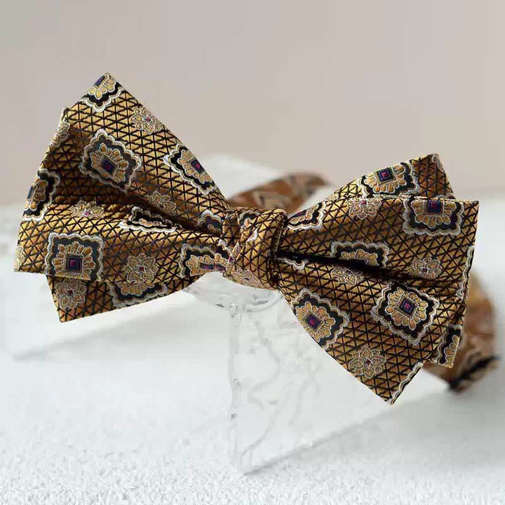 Nœud papillon double épaisseur imprimé vintage pour homme